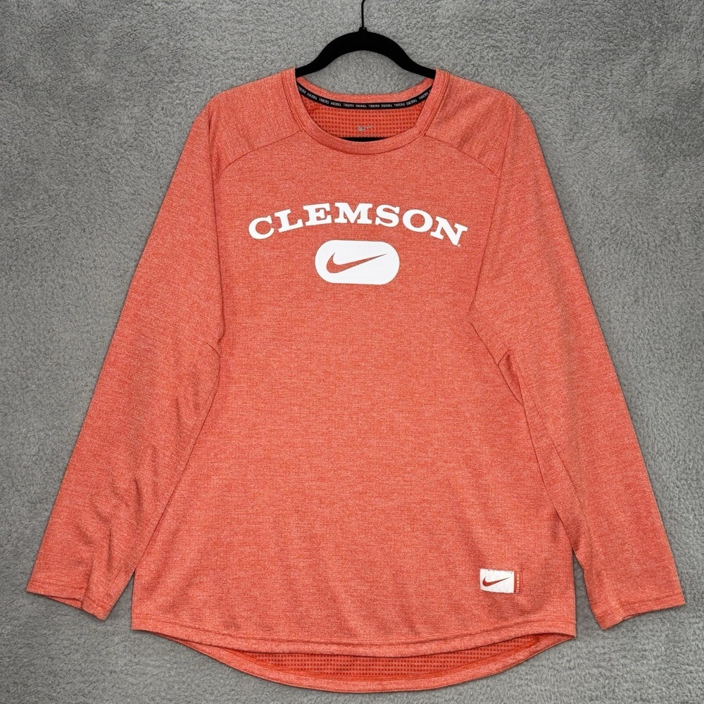 Nike Stadium Clemson Tigers Men's XL Performance Orange Long‎ Sleeve Crew Neck